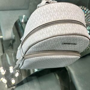 Michael Kors Light Gray Monogram Backpack NWT